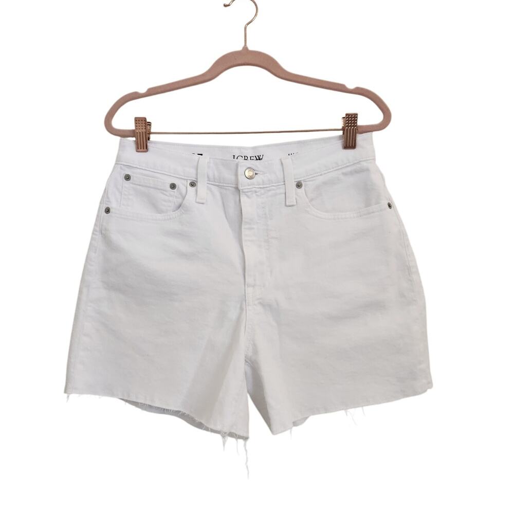 NWOT J. Crew High Waisted Raw Hemline Denim Shorts White 27